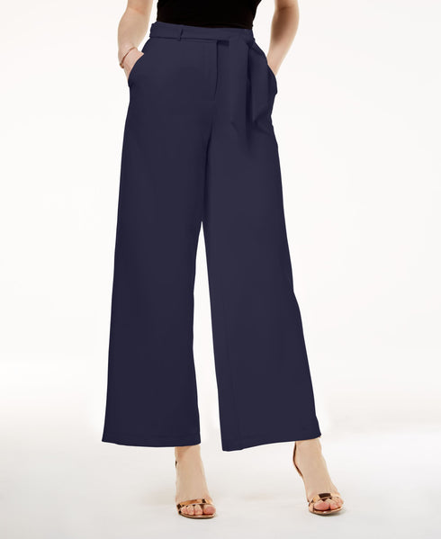 The Edit By Seventeen Juniors Belted Crepe Wide Leg Pants